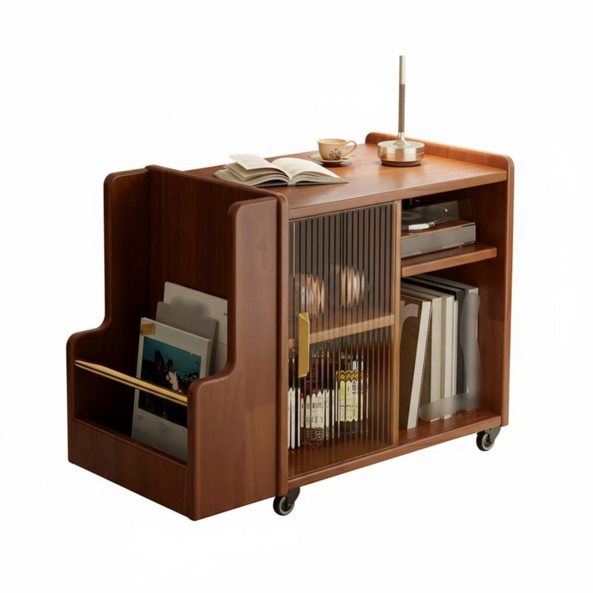 2-Tier Rolling Trolley Easy to Move Side Table with casters for Students, Parents