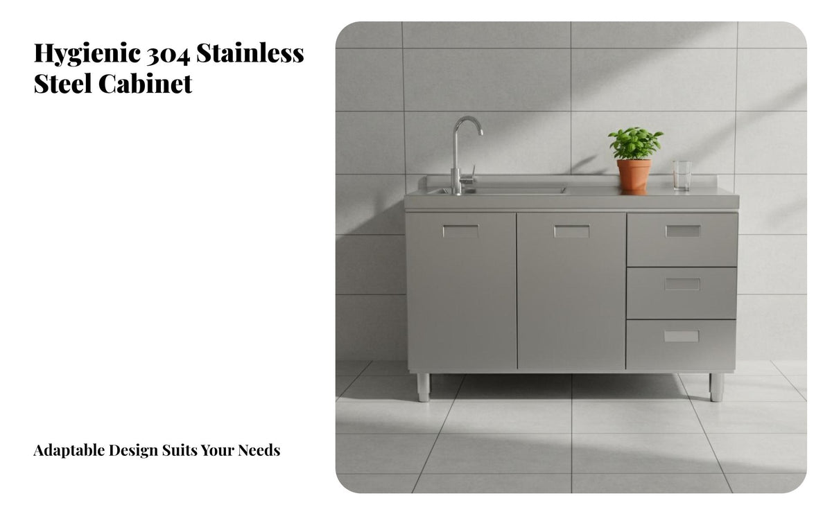 Stainless Steel Kitchen Cabinet Water Resistant and Oil-Resistant Built-in Kitchen Counter Cabinet Rust-Resistant 2 Door Storage Cupboard for Families