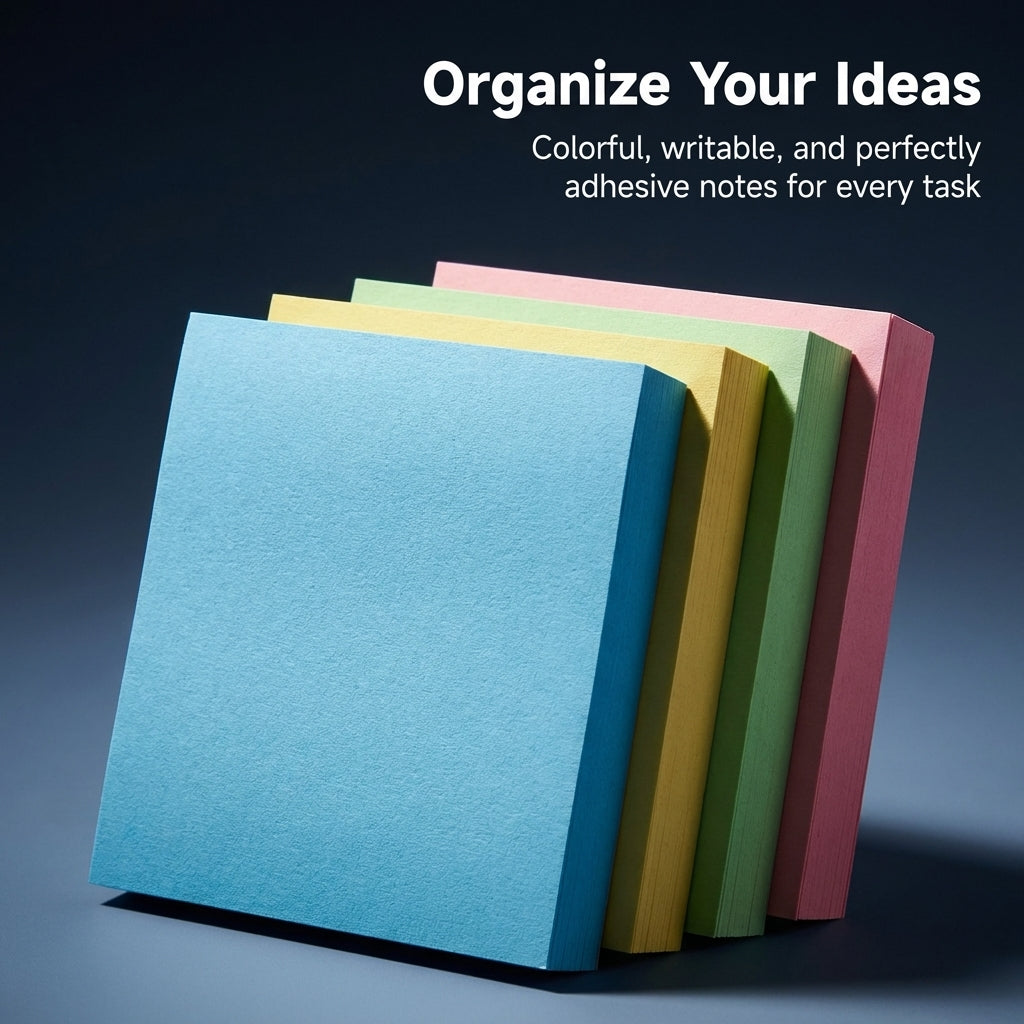 Self Repositionable Notes 76x76mm Colorful Pads 100 Sheets for Office Reminders Use Sticky