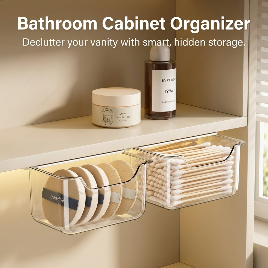 Drawer Organizer with Sliding Lid, Stackable Drawers for Vanity Table, Bathroom Organiser Storage, Makeup Box for Small