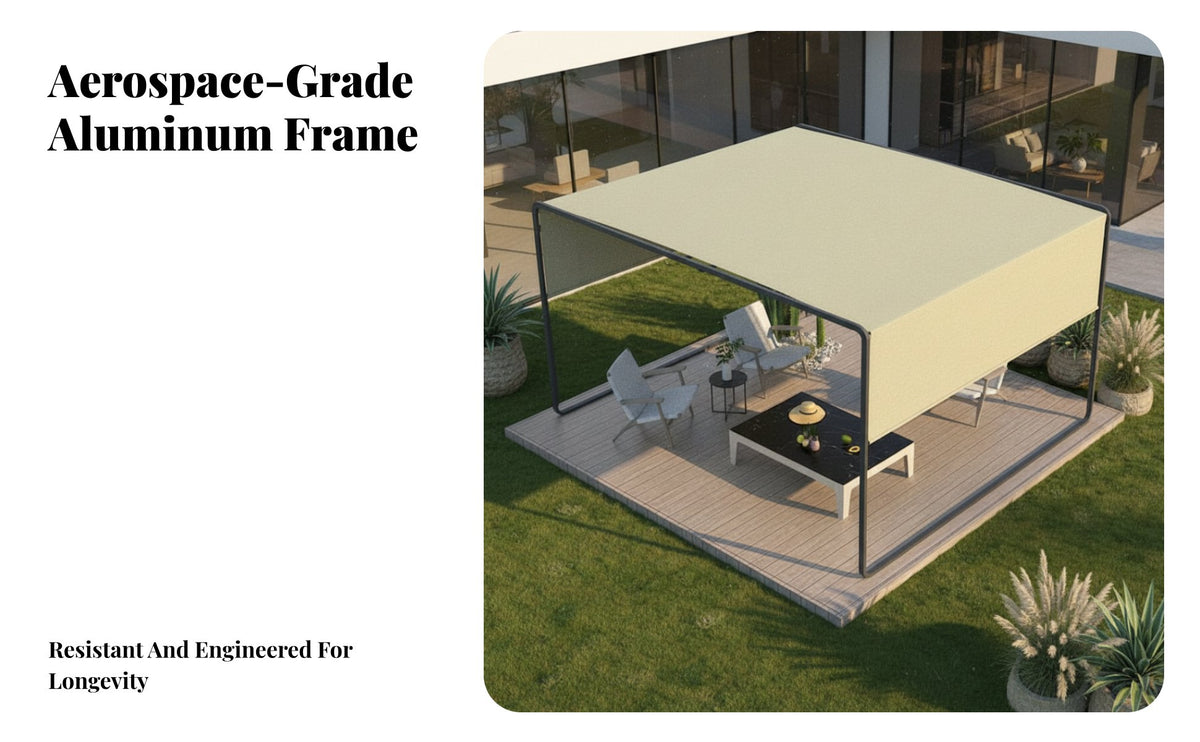 sun's Rays Protection Metal Frame Sun Shelter Weather Resistant Adjustable Canopy Gazebo Waterproof Patio Cover Heavy Duty for Garden Enthusiasts, Homeowners, Families, Courtyard, Backyard, Deck, Poolside