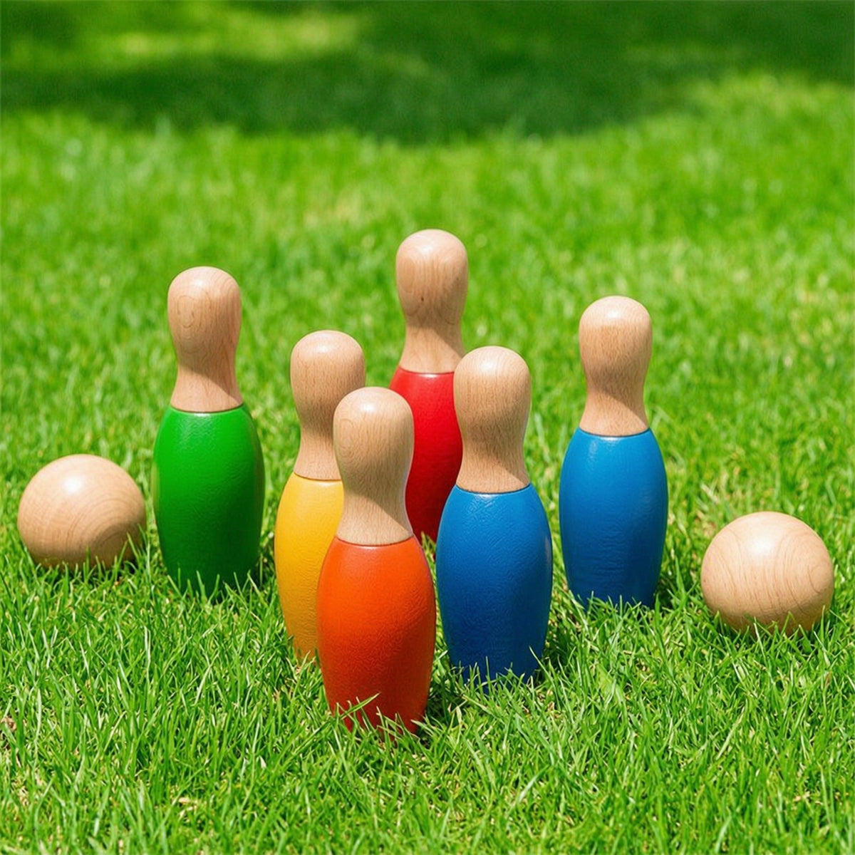 Solid Wood Wooden Tabletop Bowling Game Compact Wooden Bowling Toy Safe High-Quality for Playroom