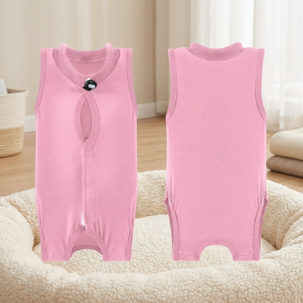 Cat Recovery Suit with Fasteners, Sleeveless Post-Surgery Vest Style, Breathable Anti-Licking Cat Suit and Belly Protector for All-Seasons Use