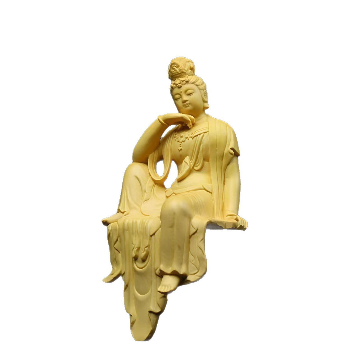 Boxwood Carving of Guanyin Bodhisattva for Home Decor