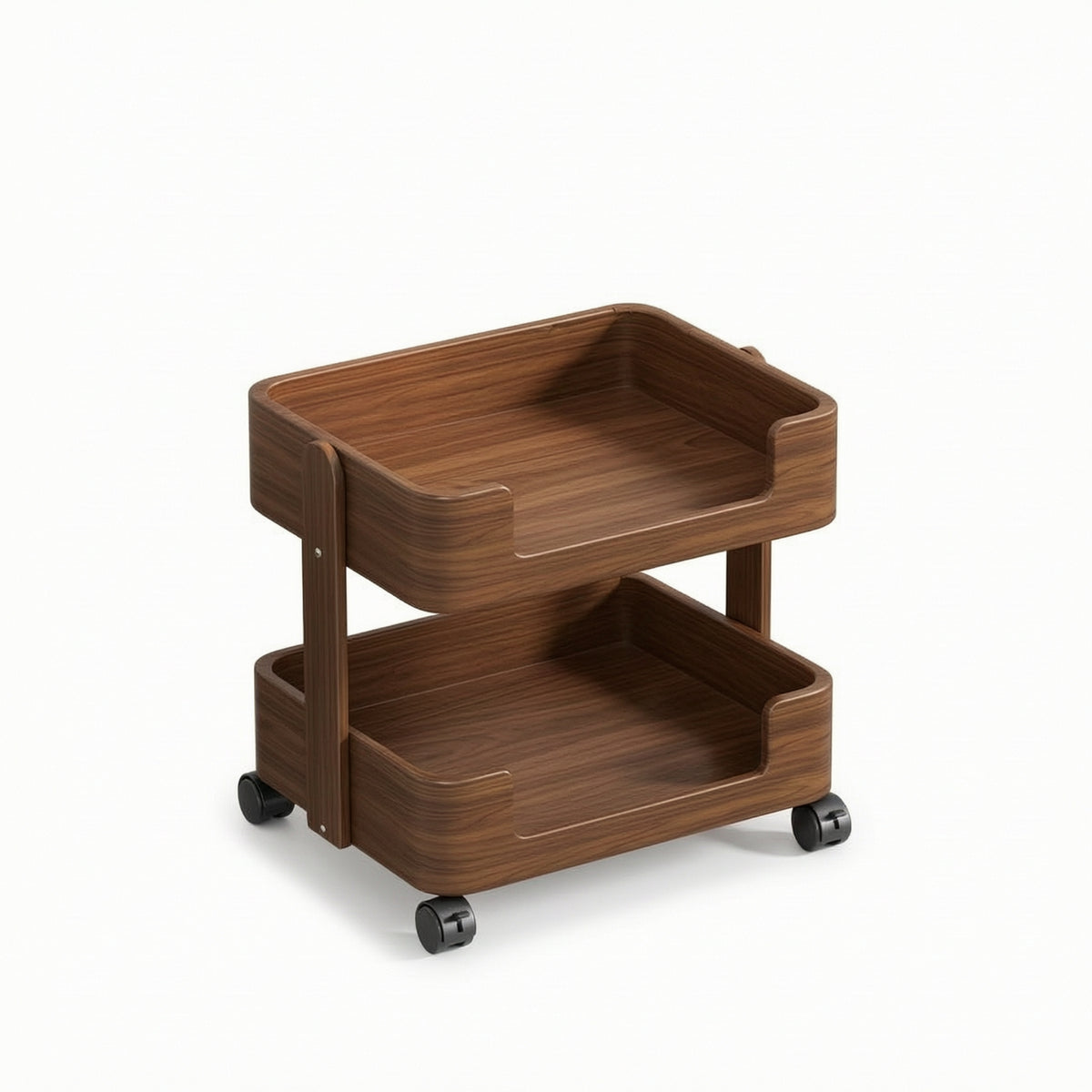 Wooden Side Table with Wheels Compact Rolling Side Table Sturdy for Living Room