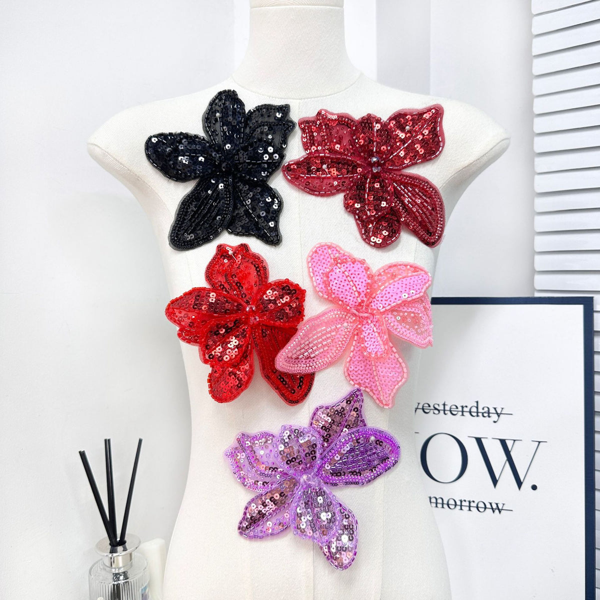 Colorful Beaded Sequined Embroidery Flower Patch