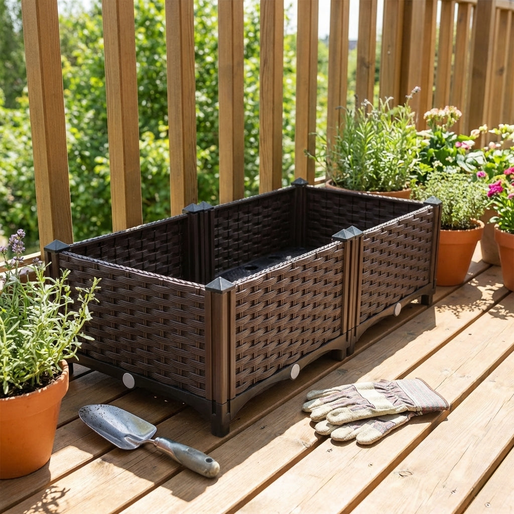Floor Standing Planter Box in Simple Style, Durable Plastic Not Easy to Deform, Ideal for Balcony Garden and Indoor Vegetable Growing