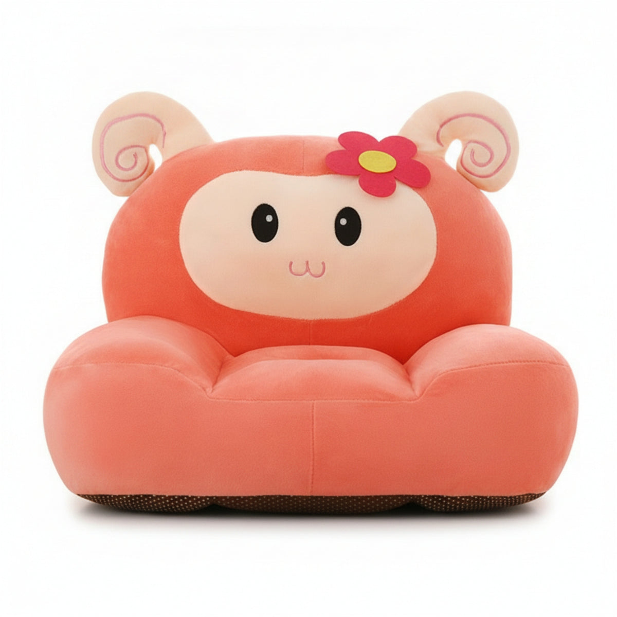 Stuffed Fluffy Sofa Seat Stitched Details Animal Sofa Cartoon Style Animal Shaped Chair Soft for Playroom, Nursery