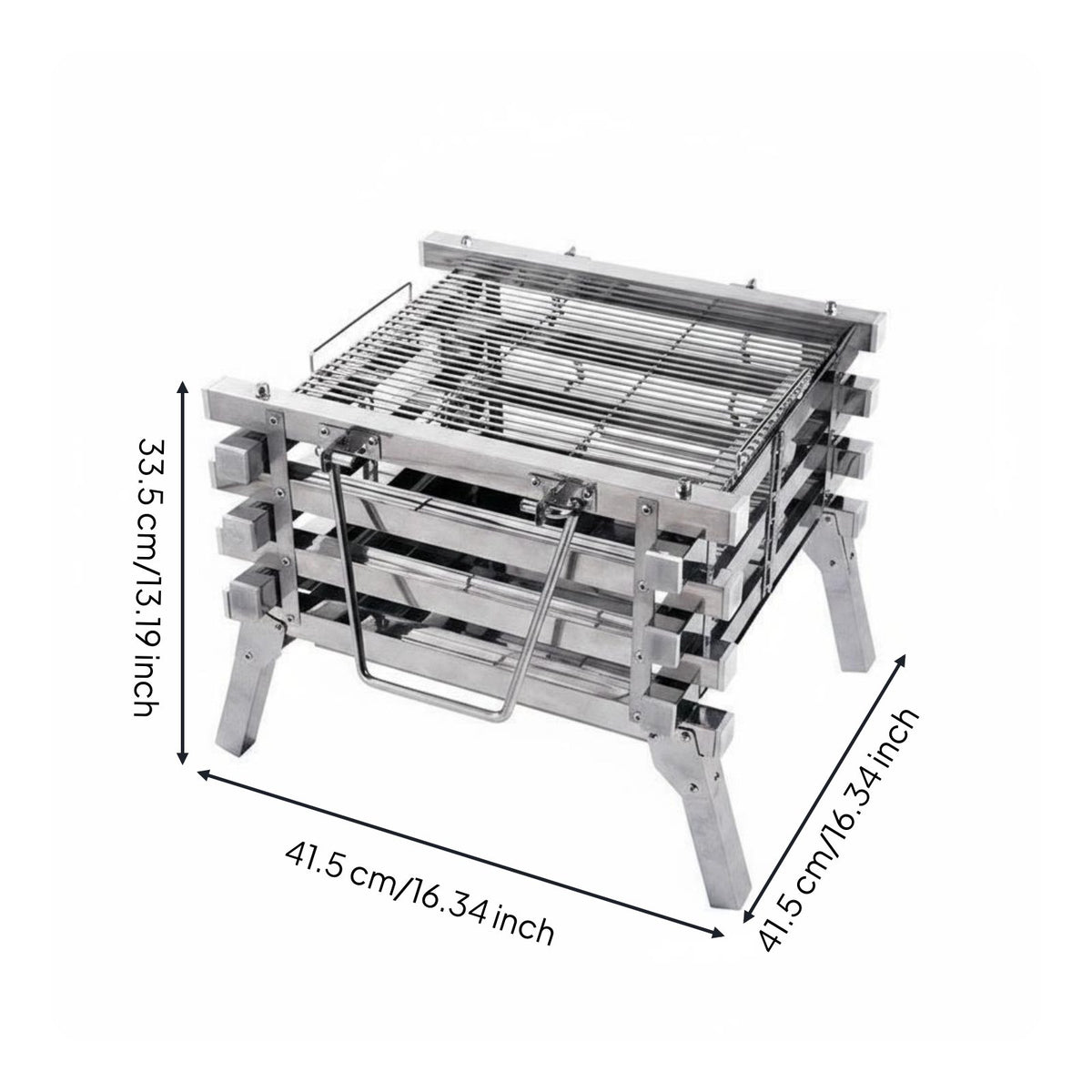 3 Pieces Stainless Steel Coal Grill Easy to Clean Outdoor Cooking Gear