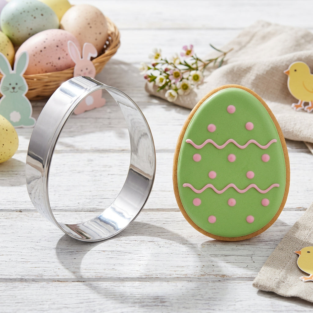 Easter Cookie Cutter Set, Large Stainless Steel Biscuit Moulds with Safe Edge, Food Grade Egg Baking Shapes for Fondant, Sandwiches & Holiday Kitchen Party