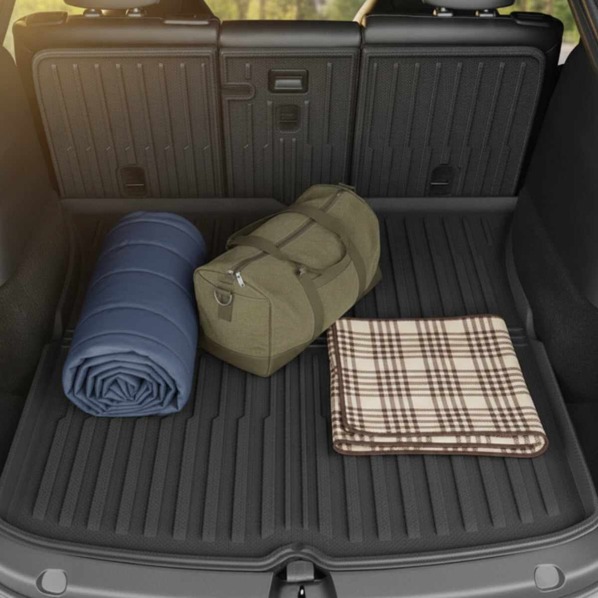 Waterproof Custom Fit Trunk Mat Non-Slip Surface TPE Cargo Liner Easy to Clean Full Trunk Protector Mat Deep Channel Design for Pet Owners