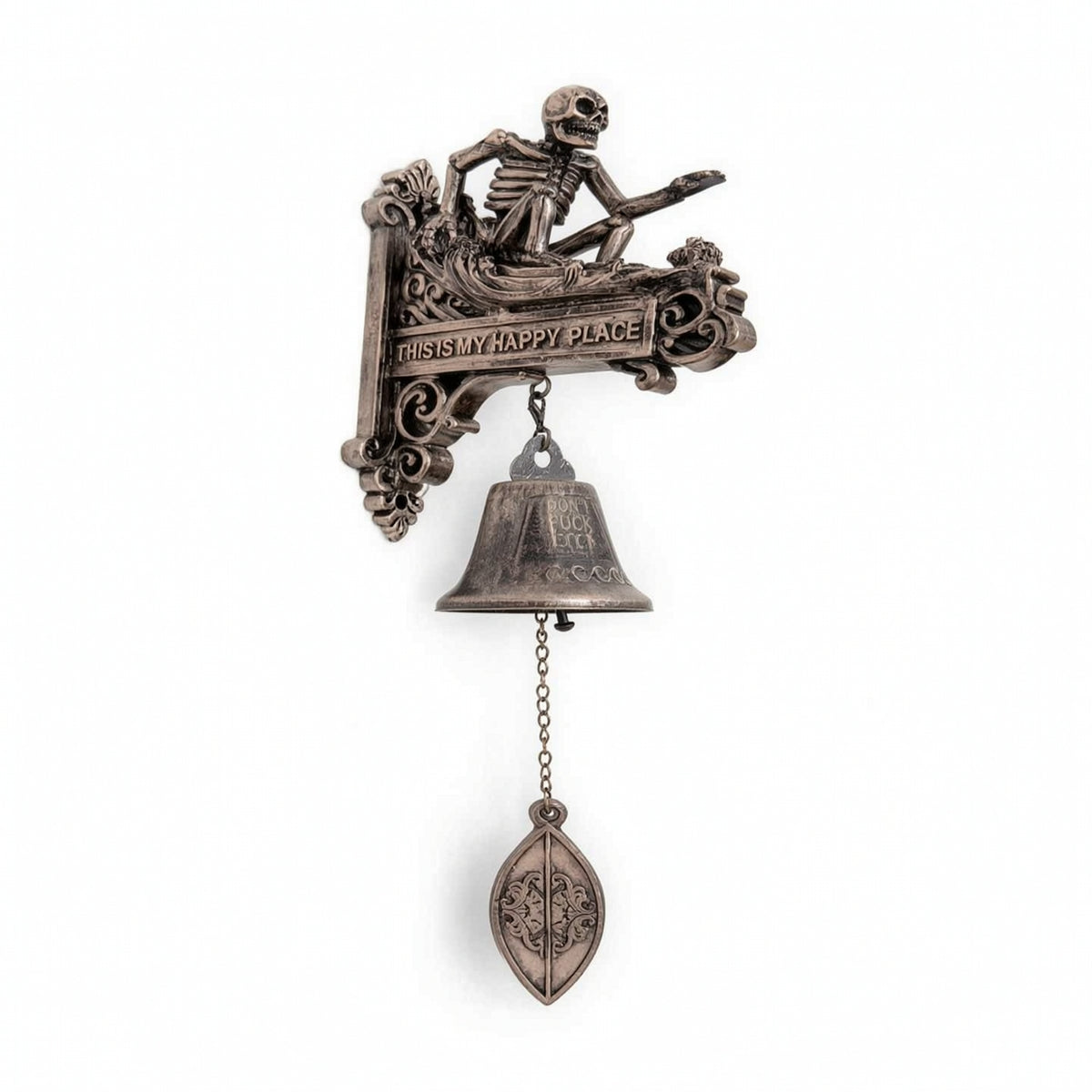 Antique-Style Wall Sign with Bell Ornate Decorative Wall Bell Rustic Decor Welcome for Patio