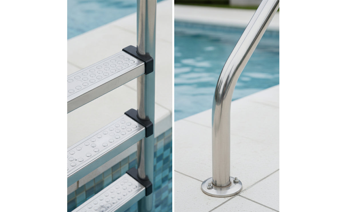 5-Step Pool Ladder Rust Resistant Stainless Steel Pool Ladder Stable for Hotel Managers, Swimming Pools