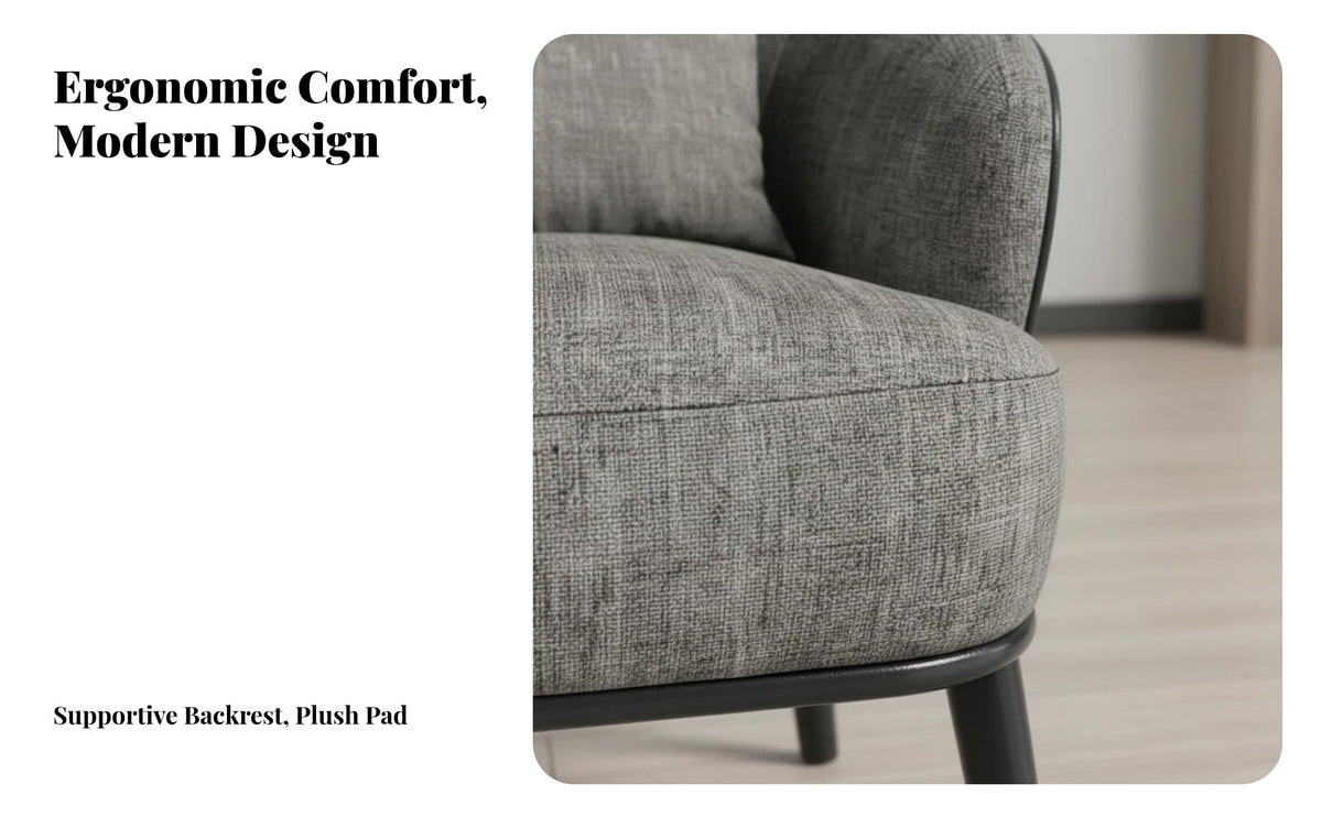 3 Pieces Light Luxury Design 3-Piece Armchair and Table Set Modern Design 3-Piece Armchair and Table Group High-Density Foam Cushion Lounge Seating Streamlined Armrests for Homeowners, Adults, Couples, Living Room, Balcony, Reception Area, Office