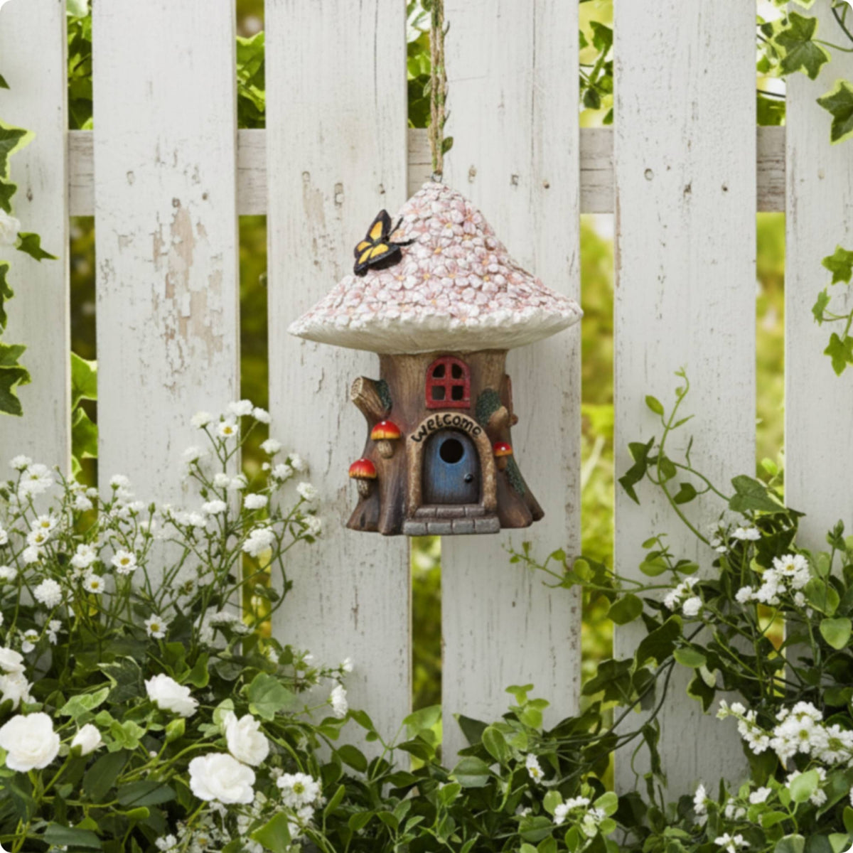 Dwelling Lamp Decorative Hanging Outdoor Lantern Resin Storybook Dwelling Lantern for Yard, Patio, Balcony