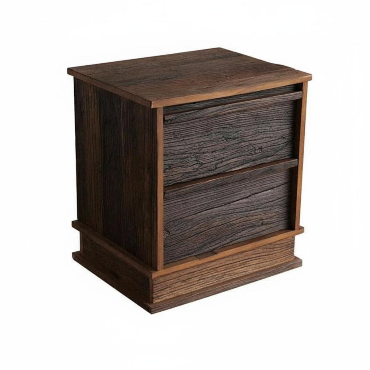 Single-Drawer Nightstand Rustic Look Bedside Table Rounded Corners for Students