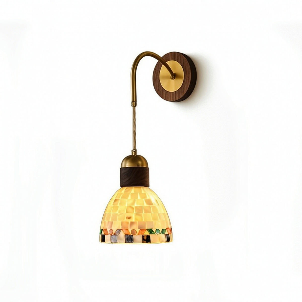 Wall Light Full-Color-Range Wood Wall Lamp Retro Sconce with Glass Shade for Dining Room