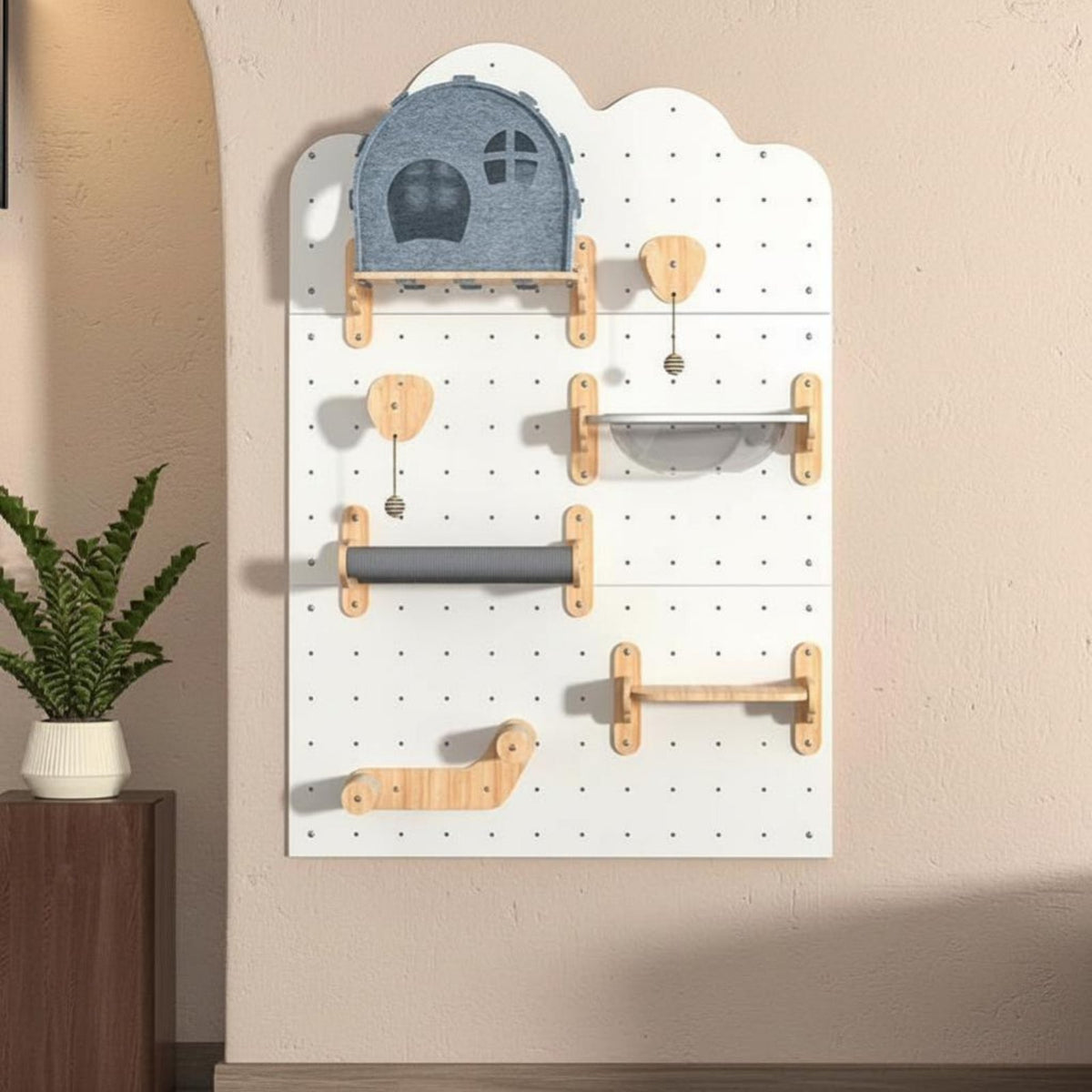 configurable Pegboard Cat Wall DIY Combination configurable Cat Climbing System Space-Saving Pet Furniture for Apartment Dwellers, Indoors, Living Room, Bedroom