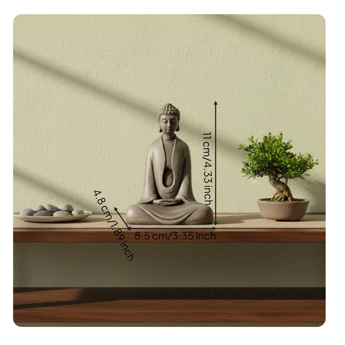 2 Pieces Zen Buddha Figurine Artisanal Look for Desk, Living Room