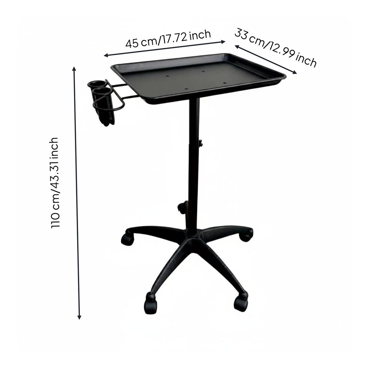 Hairdressing Trolley Wheeled Salon Tray on Wheels Stable Wide Foundation Tray for Nail Technicians