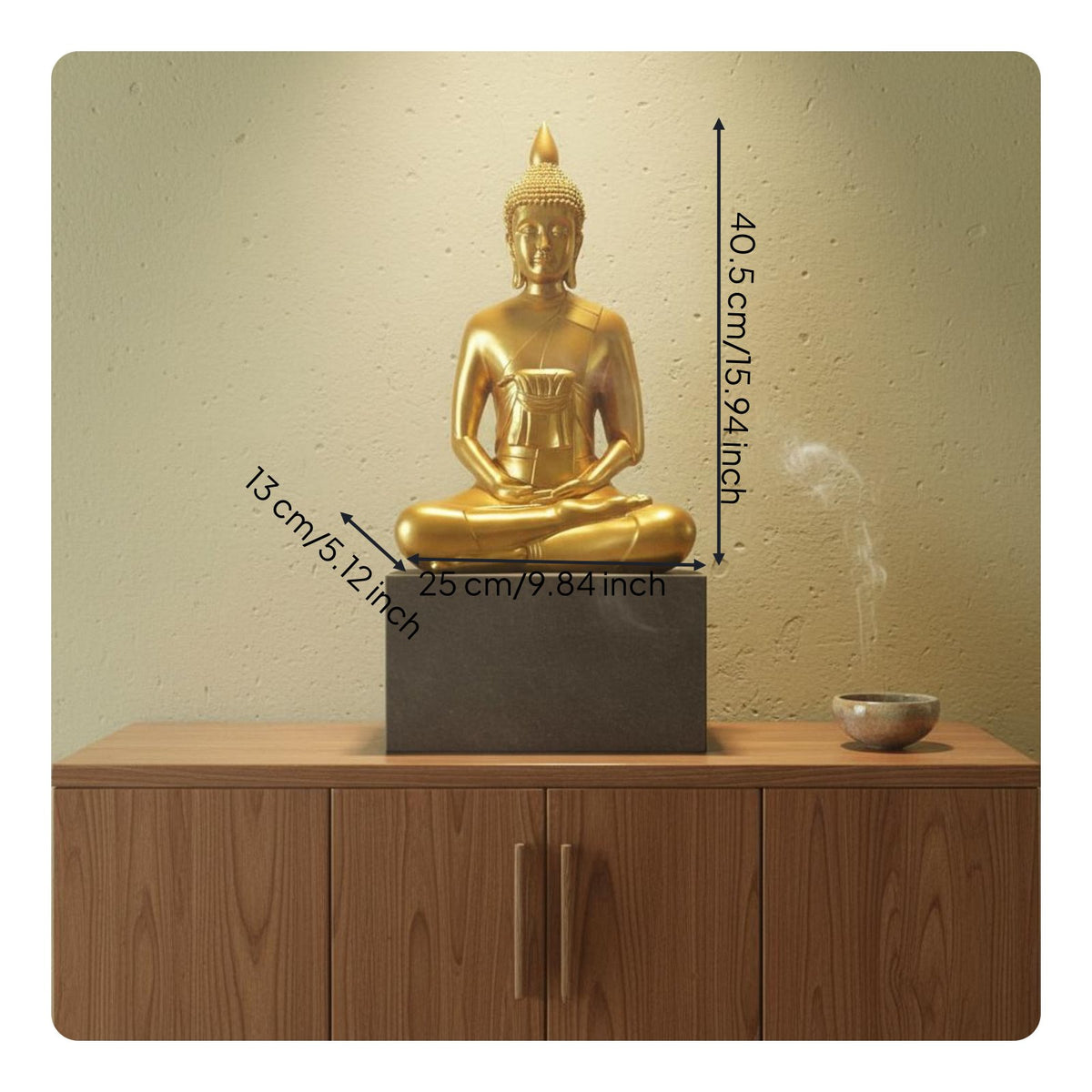 Thai Design Buddha Ornament Tabletop Sculpture for Living Room, Office