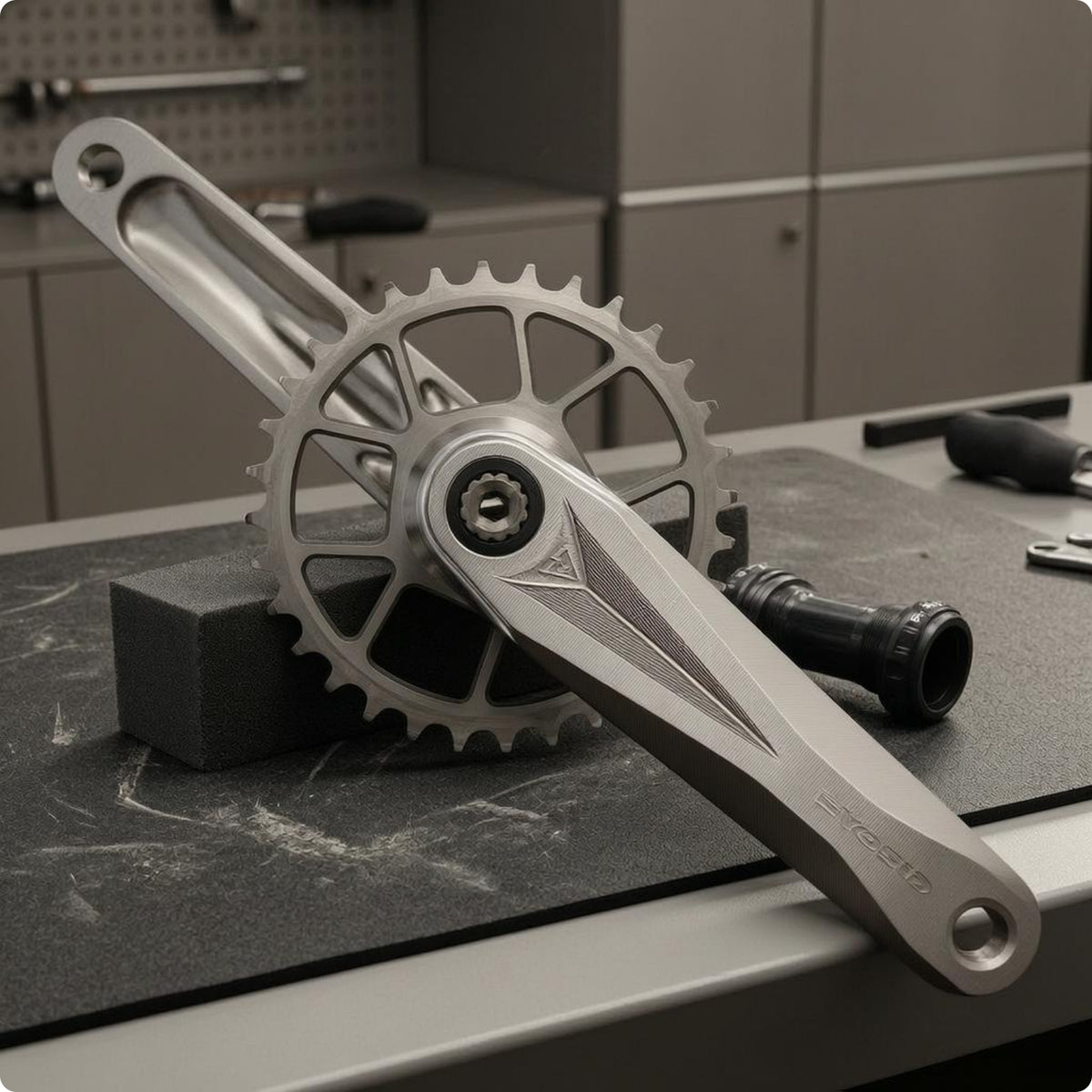 Slim Profile Mountain Bike Crankset Machined Metal 29 Mm Spindle Crankset Angular Design Crank Set 3-Bolt