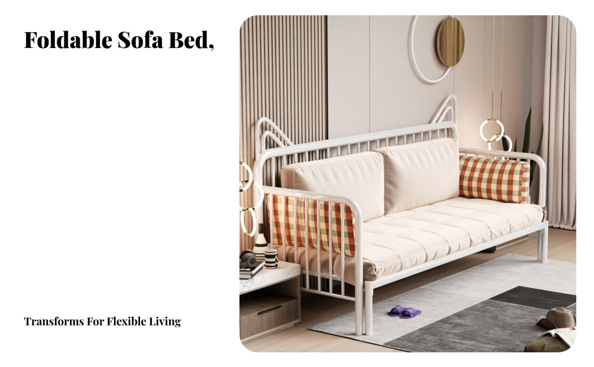 Space-Saving Pull-expandable Sleeper Sofa Foldable expandable Daybed Frame two-foldPurpose transformable Seating utilitarian aesthetic for Apartment Dwellers, Students, Homeowners, Small Spaces, Living Room, Bedroom, Home Office
