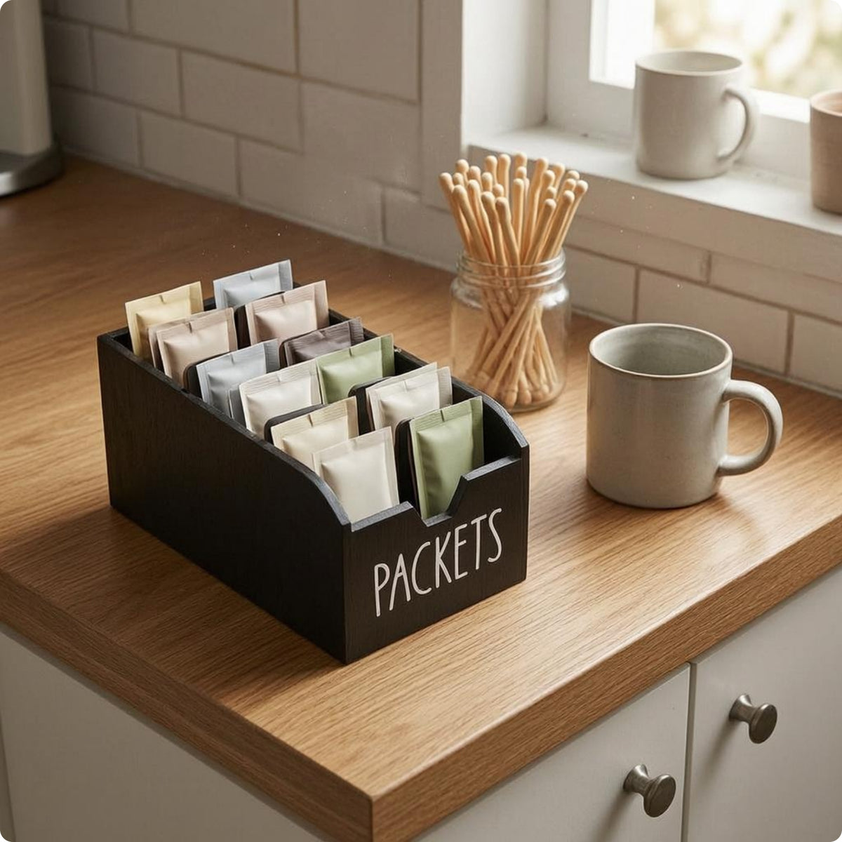 Wooden Desktop Storage Box Compartmented Open-Top Packet Organizer Vintage Wooden Compartment Box for Table