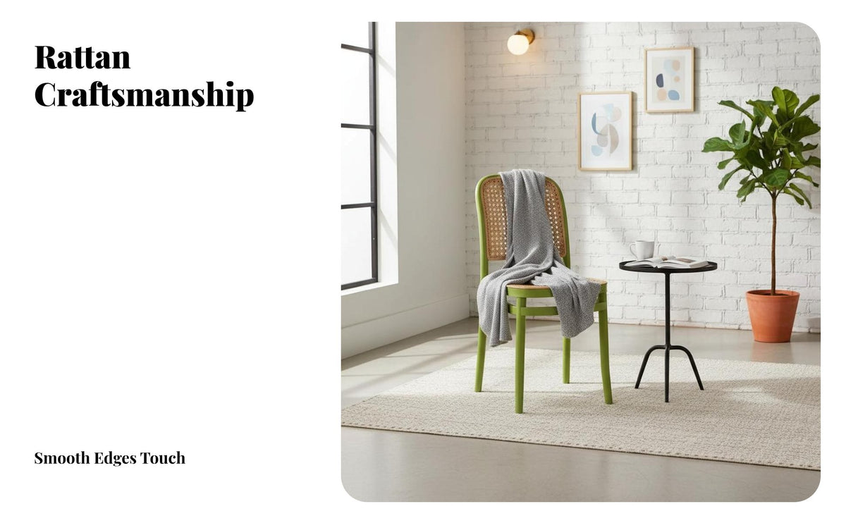 Rattan Chair Breathable Woven Back Chair Sturdy PP Material Home Seating for Small Apartment Dwellers, Homeowners, Homestay, Cafe, Restaurant