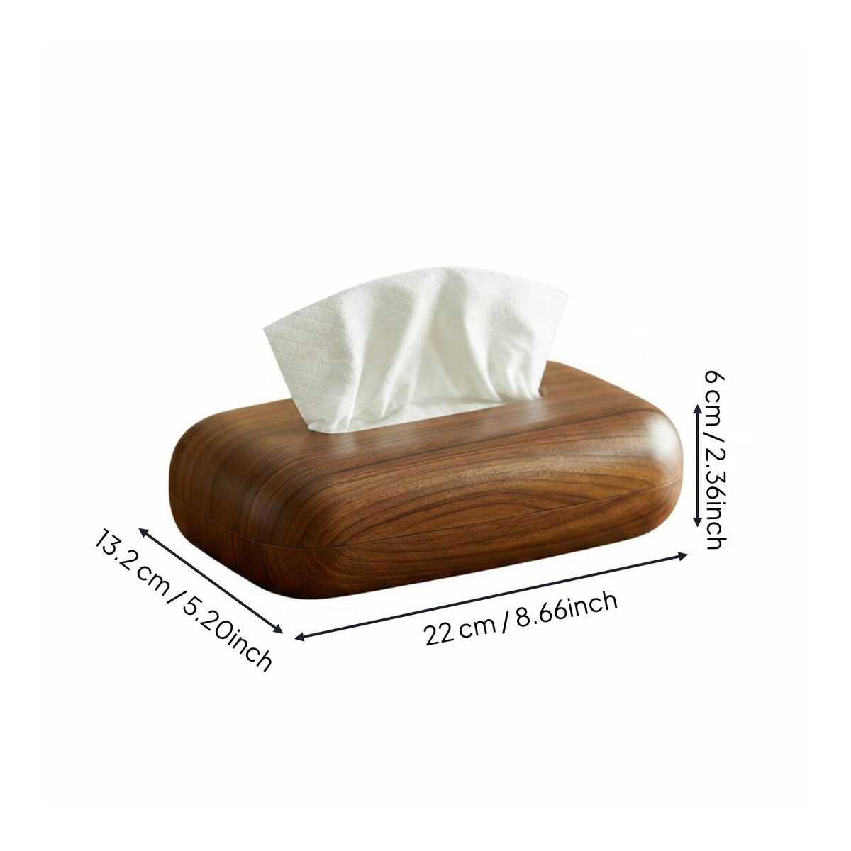 Walnut Tissue Box Polished Rounded Edges Walnut Tissue Holder Easy to Refill