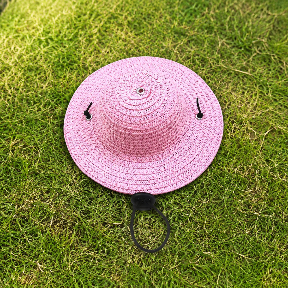 Cat Straw Hat, Adjustable Pet Sun Hat with Chin Strap, Perfect for Birthday Parties and Vacations, Bright Red, 10-60cm