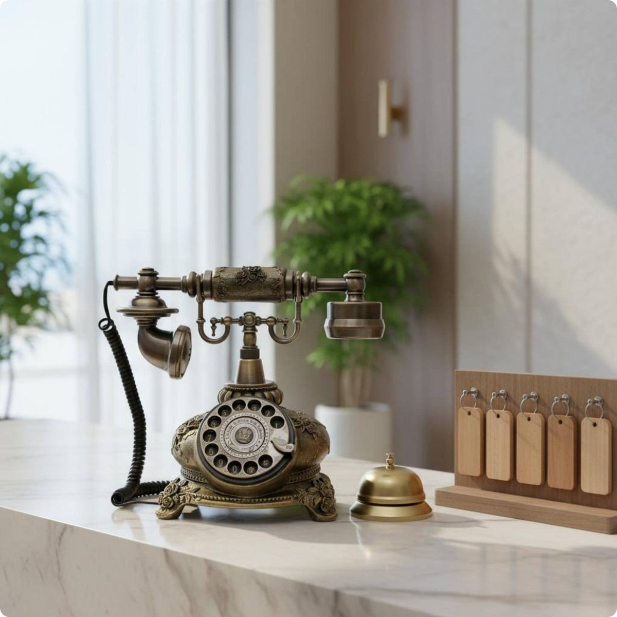 Vintage Rotary Telephone Gift Choice Antique Desk Phone Resin for Hotel, Gallery