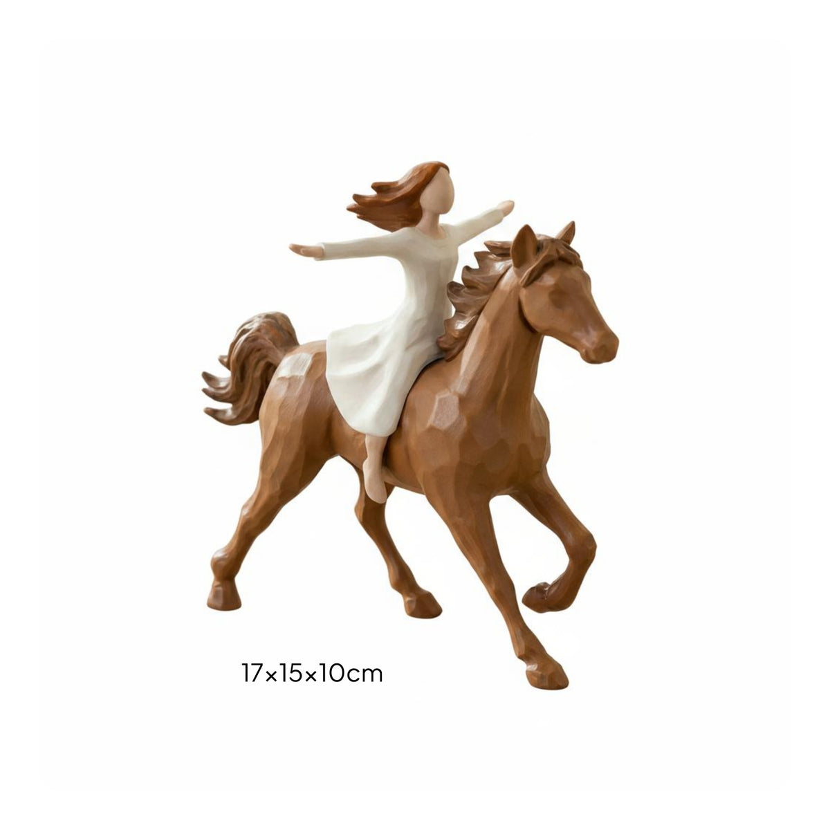 Girl Riding Horse Figurine Sculpted Surface Girl on Horse Figurine for Bedroom