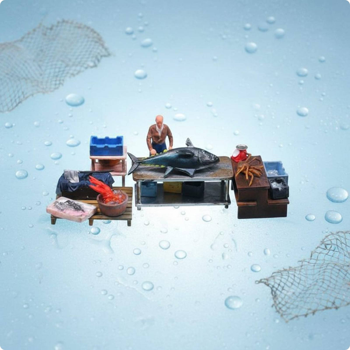 Tuna Market Figurine Set Realistic 1:64 Scale Figurine Lifelike