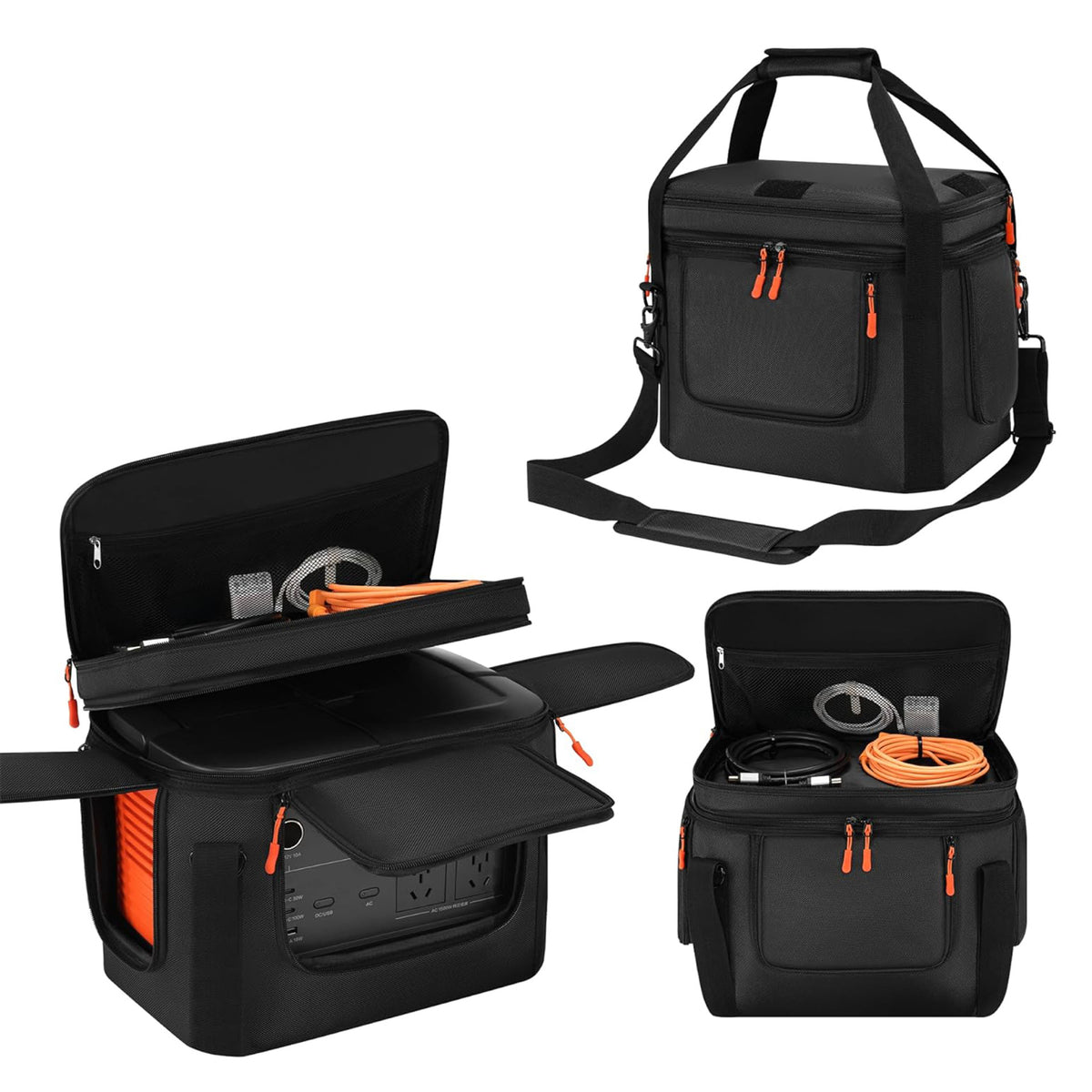 Portable Power Supply Storage Case with Adjustable Shoulder Strap, Padded Pocket, Side Zipper, External Generator Cover Storage Bag