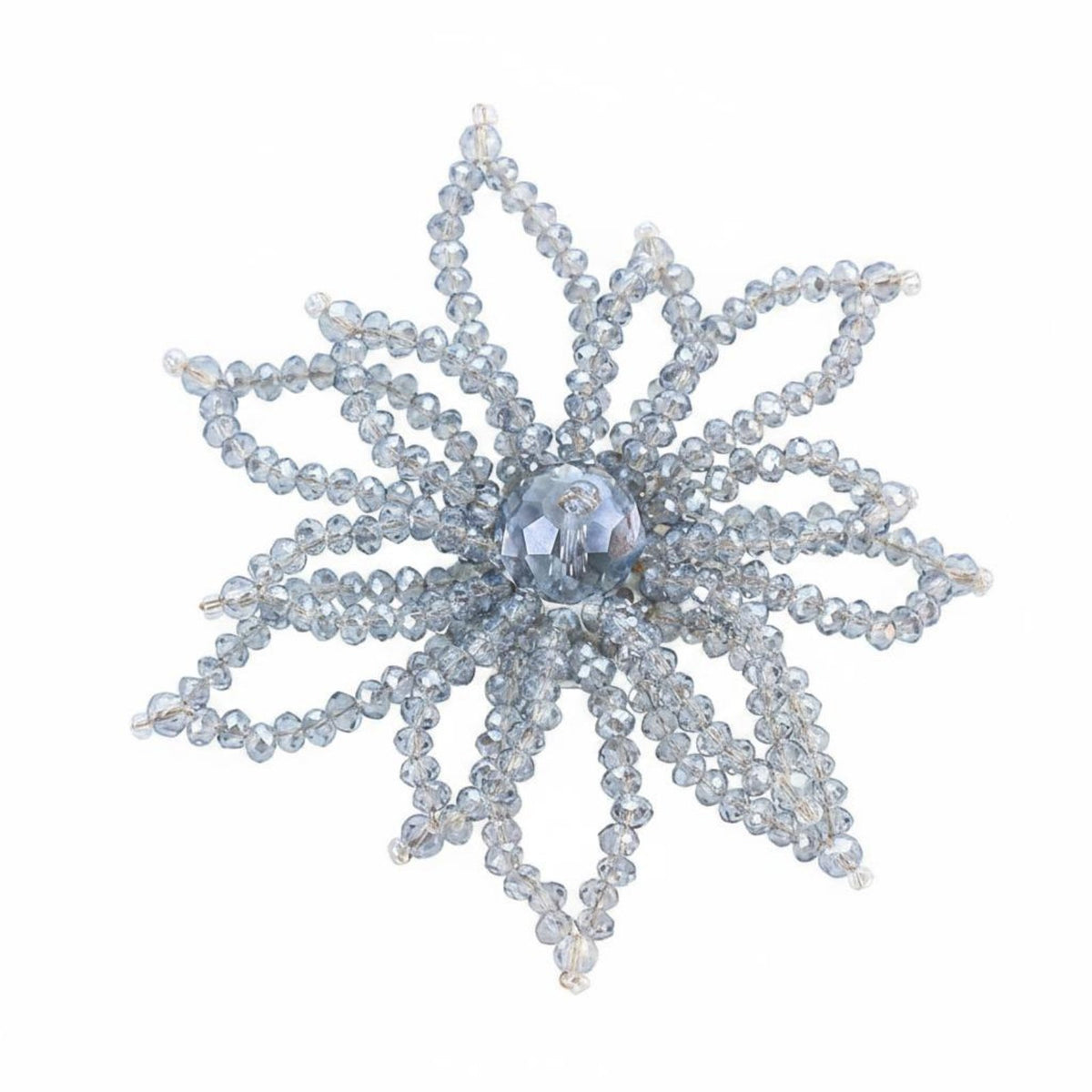 Intricate Design Crystal Flower Embellishment Korean Design Beaded Snowflake Applique Handmade Sew-on Crystal Flower Elegant for Jewelry Makers, Clothing Decoration, Hair Accessories