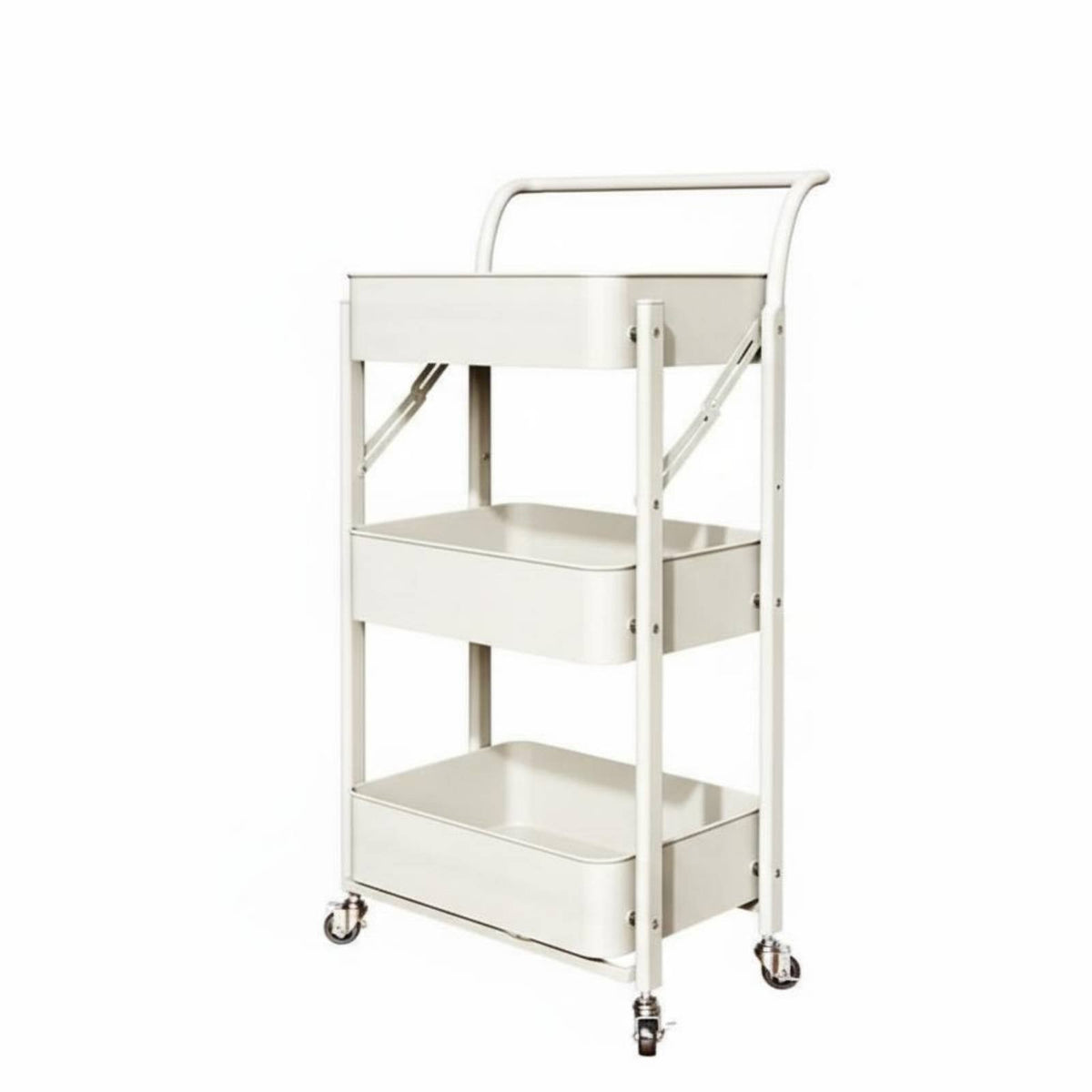 3-Tier Mesh Trolley With casters Rolling Rack Large Capacity for Pantry, Students