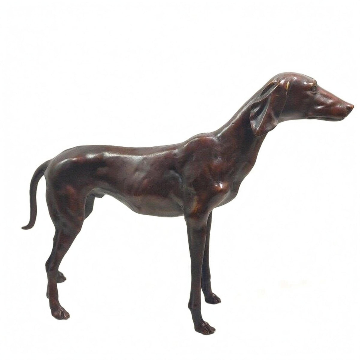 Copper Dog Sculpture Dark Brown Patina Room Ornament Molded Details