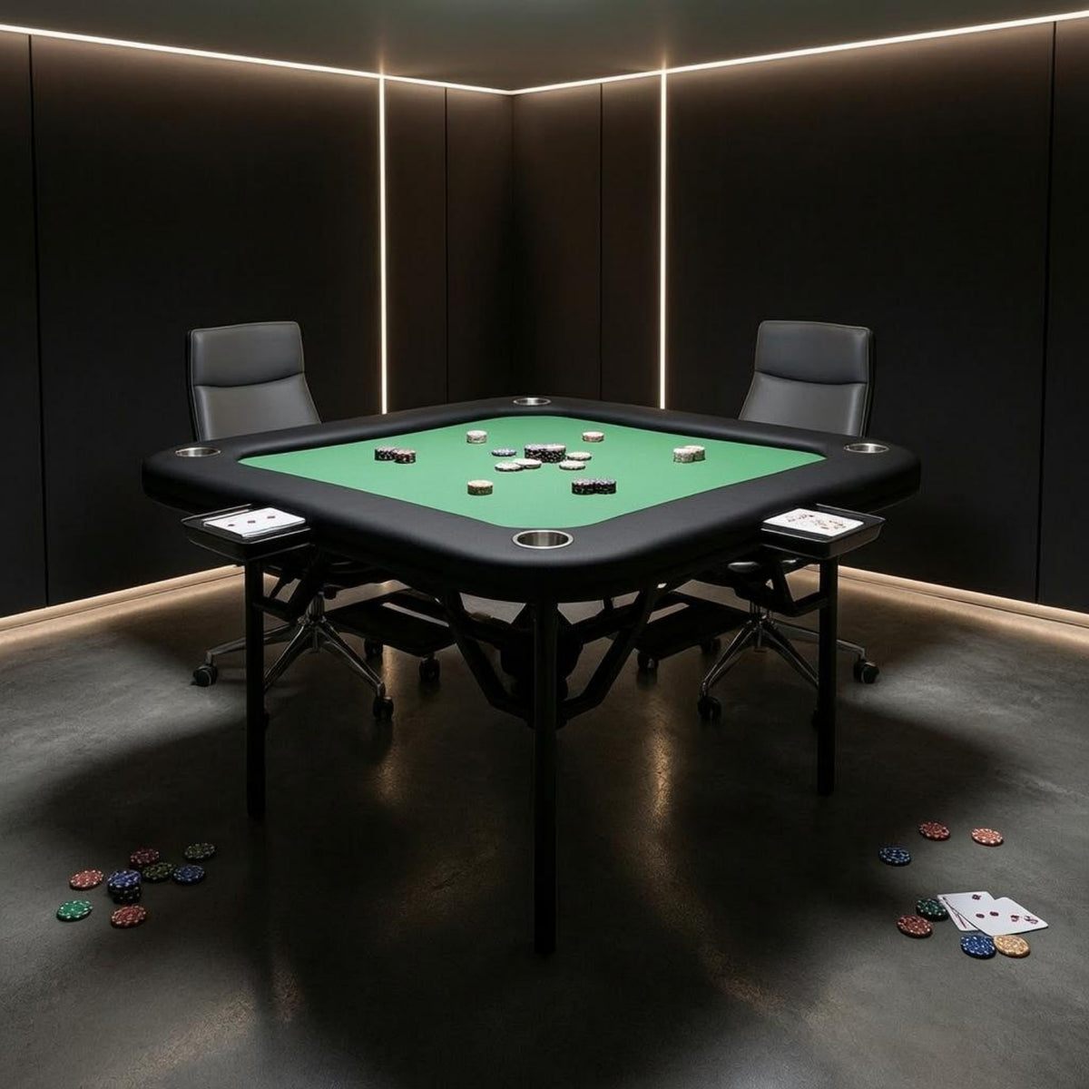 Folding Game Table Padded Edge Card Game Table Cup Holders Gaming Furniture