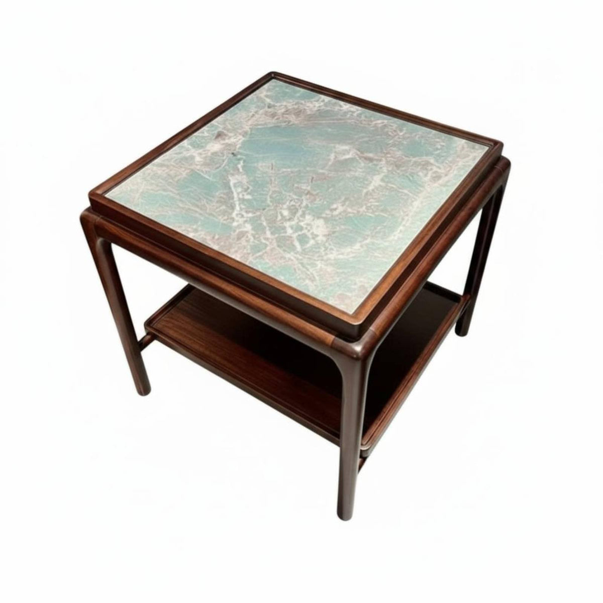Square Corner Table with Drawer New Chinese Design Home Furniture Sintered Stone Top Dual-Level Shelf for Renters, Adults