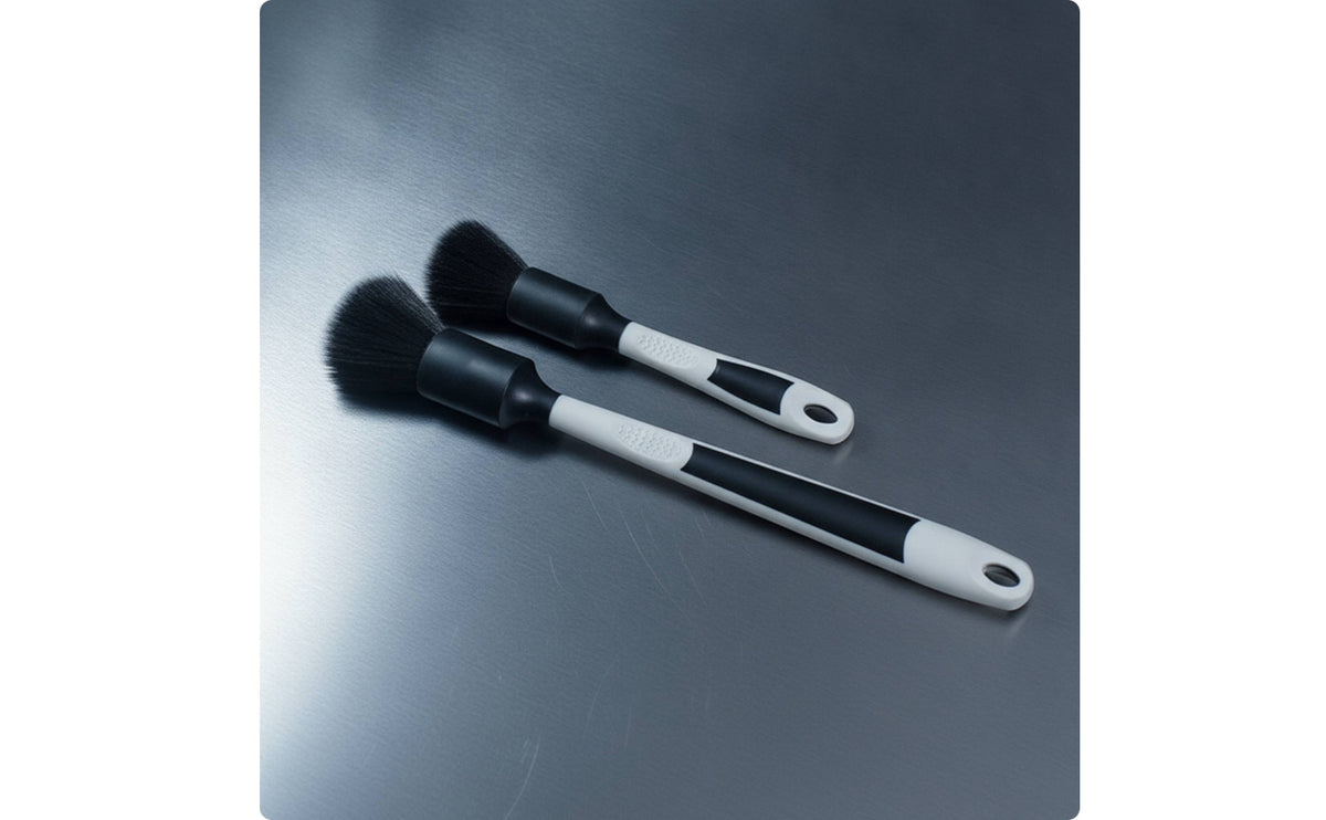 2 Pieces Car Detailing Brush Set Non-Scratch Car Detailing Brush with Gentle Bristles Compact