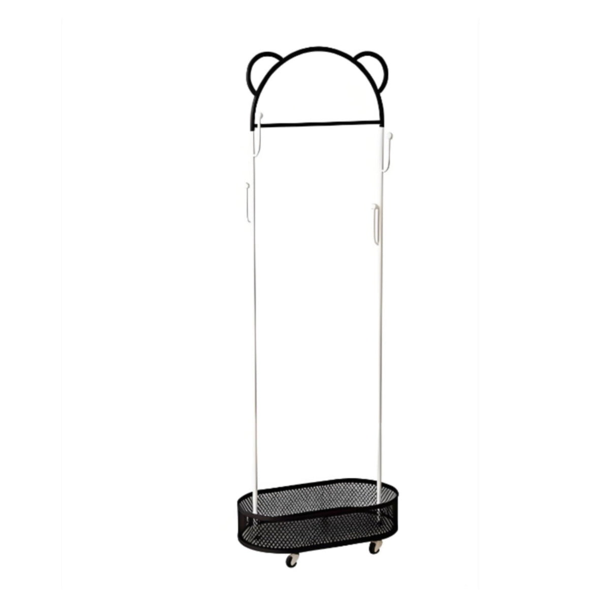 Rolling Clothes Organizer with Hamper Minimalist Design Laundry Butler with Hanging Bar Lockable Casters Multi-Tier Storage