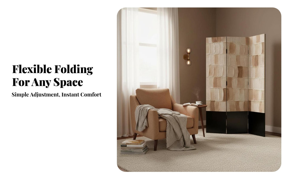 French design Multi-Panel Art Screen Foldable Room separater Abstract Painting Design Folding Partition Mobile for Homeowners, Interior Designers, awayice Workers, Bedroom, Entryway, Studio Apartment, Restaurant