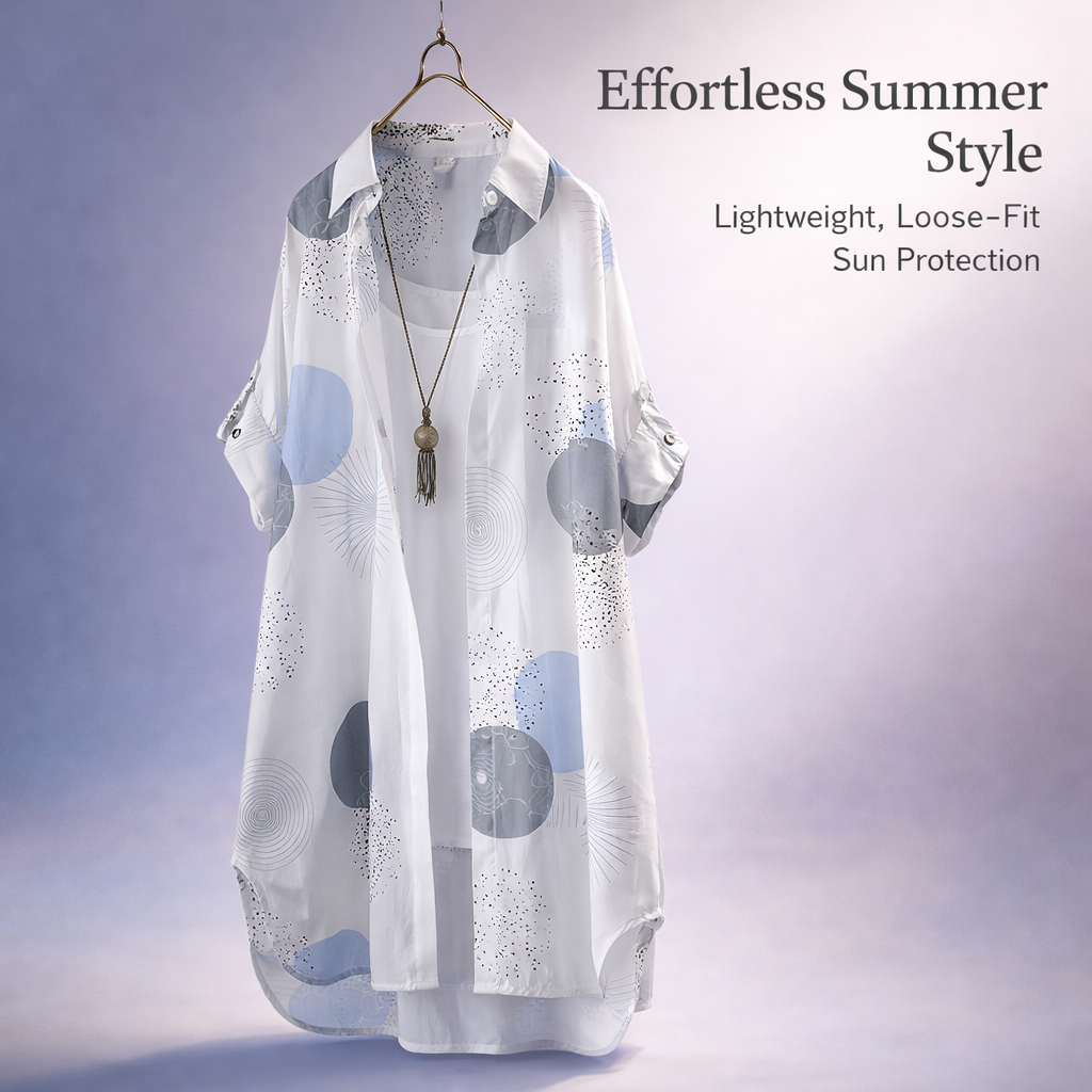 Sun Protection Shirt with Long Sleeves for Beach Wear and Hiking, Polka Dot Open Front Cardigan for Women, UPF Clothing with Sporty Neckline
