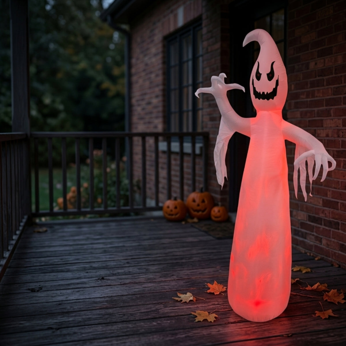 Tall Halloween Ghost Inflatable Spooky Ghost with LED Lights Scary Halloween Inflatable Water-Resistant for Lawn