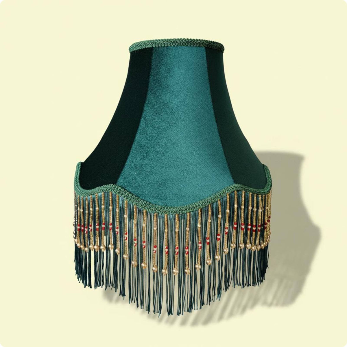 Beaded Velvet Shade Vintage Style Tassel Fringe Lampshade for Hotel Room