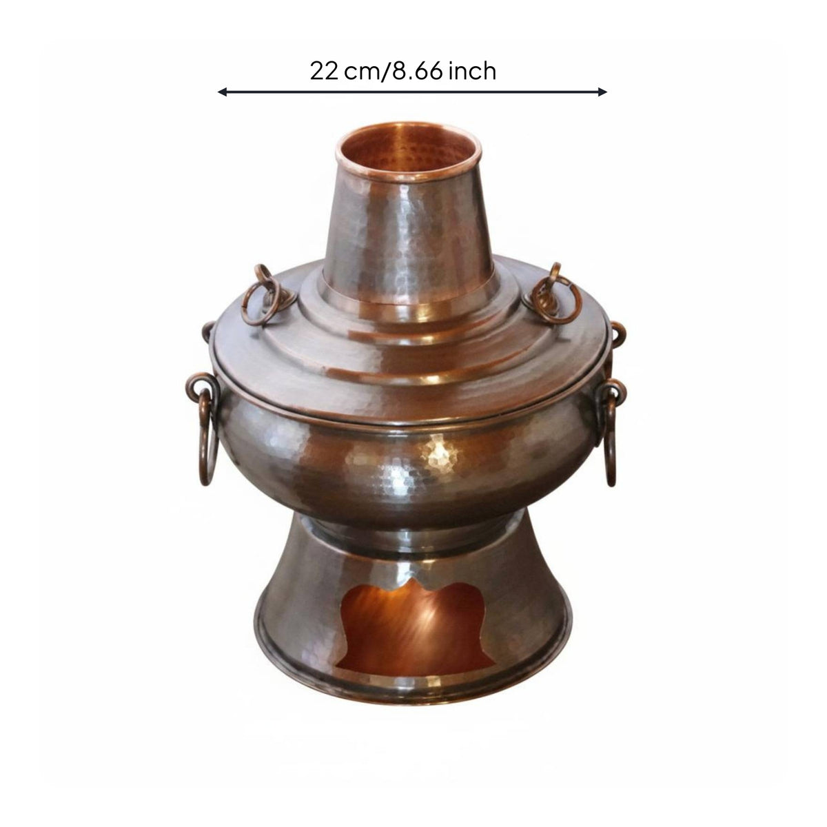 Traditional Beijing Hot Pot Fitted Lid Cooking Utensil Hammered Metal