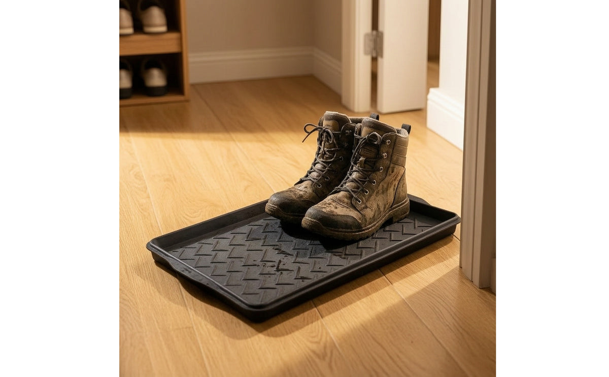 Rollable Shoe Tray with Raised Edges Slimline Foldable Boot Tray Stain-Resistant Long-Lasting for Entryway