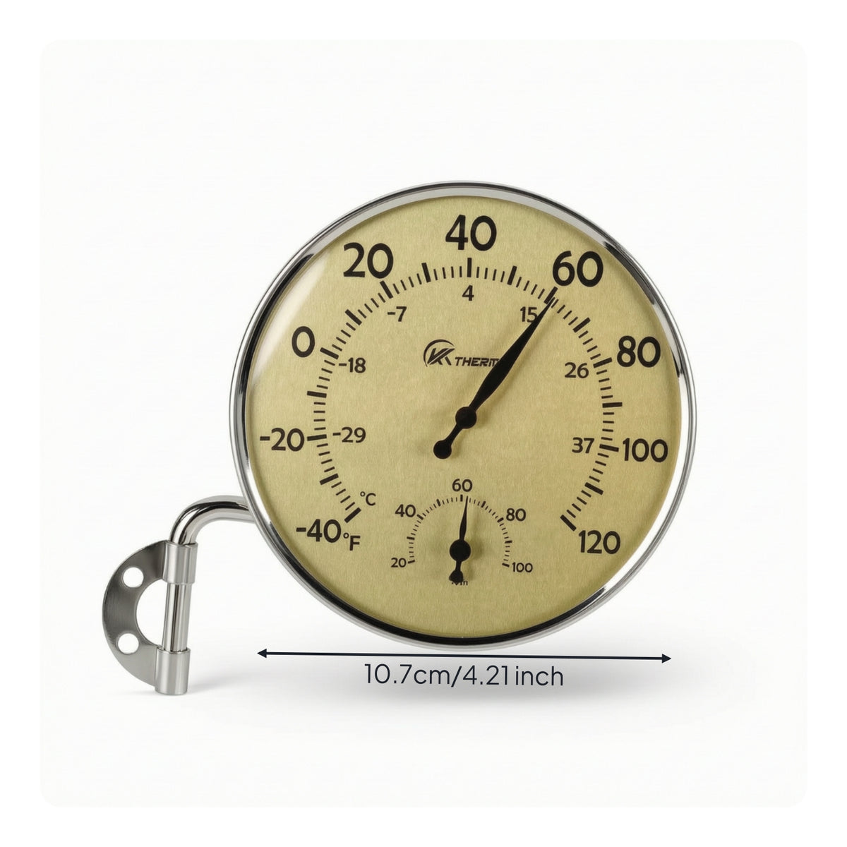Analog Thermometer with Hygrometer Swivel Wall Thermometer Easy-to-Read Atmospheric Pressure Gauge with Hygrometer Classic for Gardeners, Patio, Porch, Backyard, Greenhouse