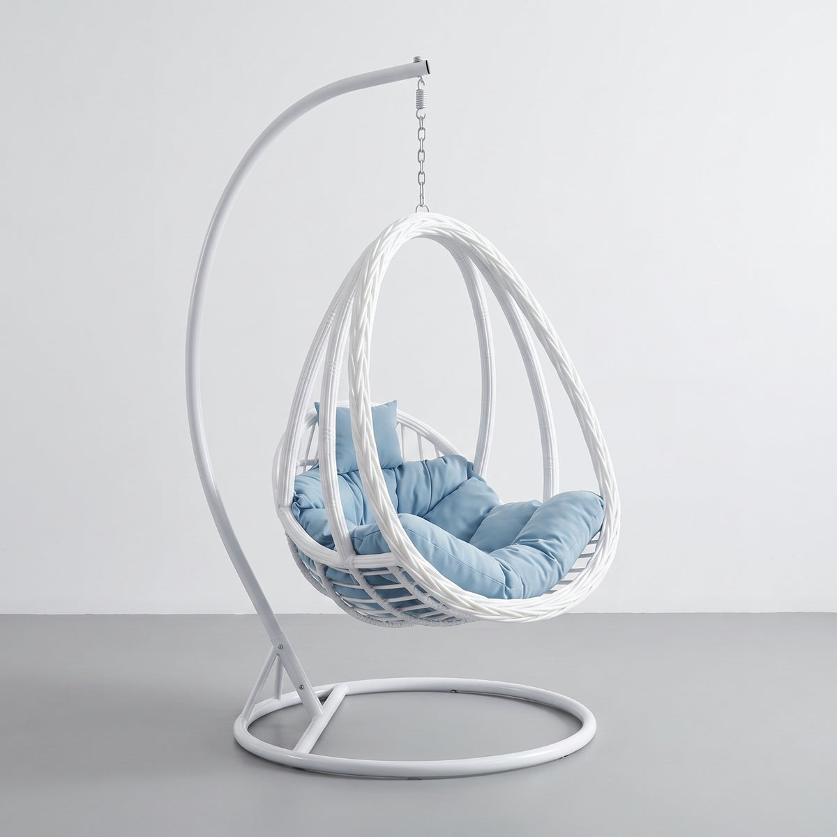 Hanging Egg Chair with Stand Freestanding Egg Chair with Stand Single-Person Seat for Balcony, Living Room, Sunroom